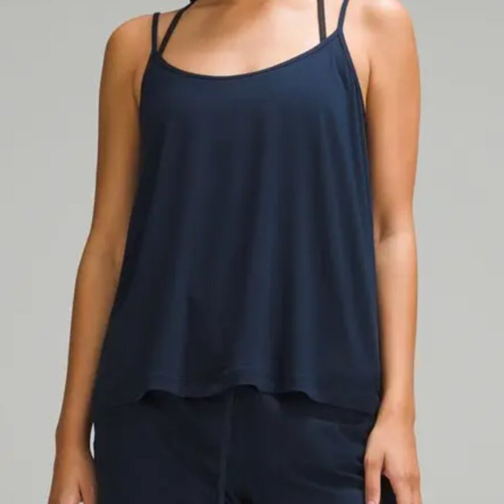 Lululemon Modal Silk-Blend Spaghetti Strap Tank Top in True Navy